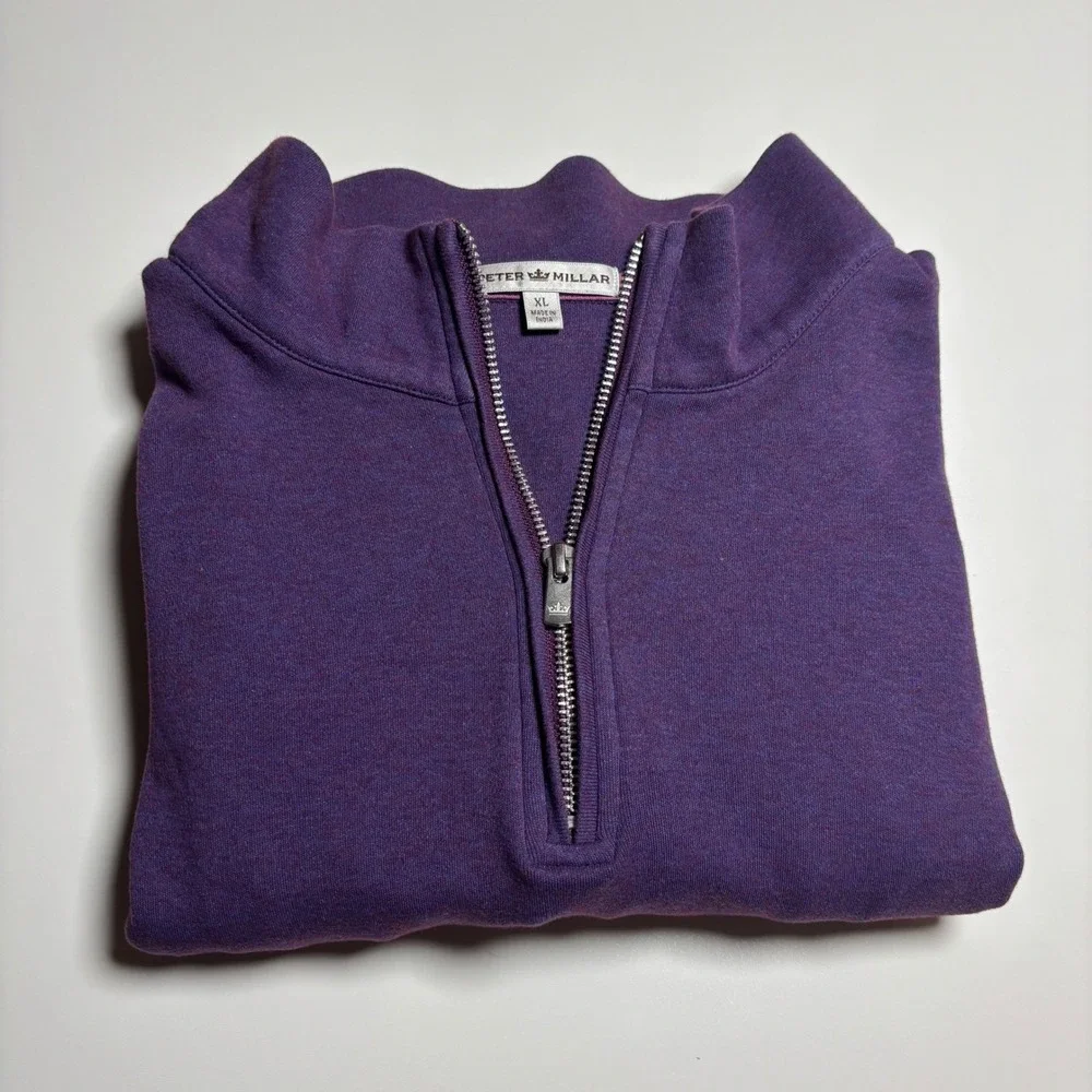 Peter Millar Golf Quarter Zip Purple Mens XL Pullover Sweater Mock Neck Golf Top